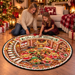 Custom Name Christmas Gingerbread Family Decor - Personalized Quilted Round Mat