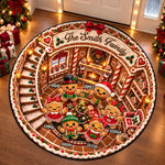 Custom Name Christmas Gingerbread Family Decor - Personalized Quilted Round Mat
