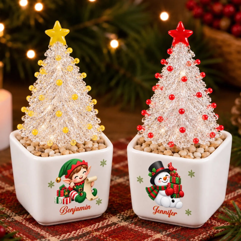 Custom Name Christmas Tree Gifts For Kids - Personalized Glass Everlasting Christmas
