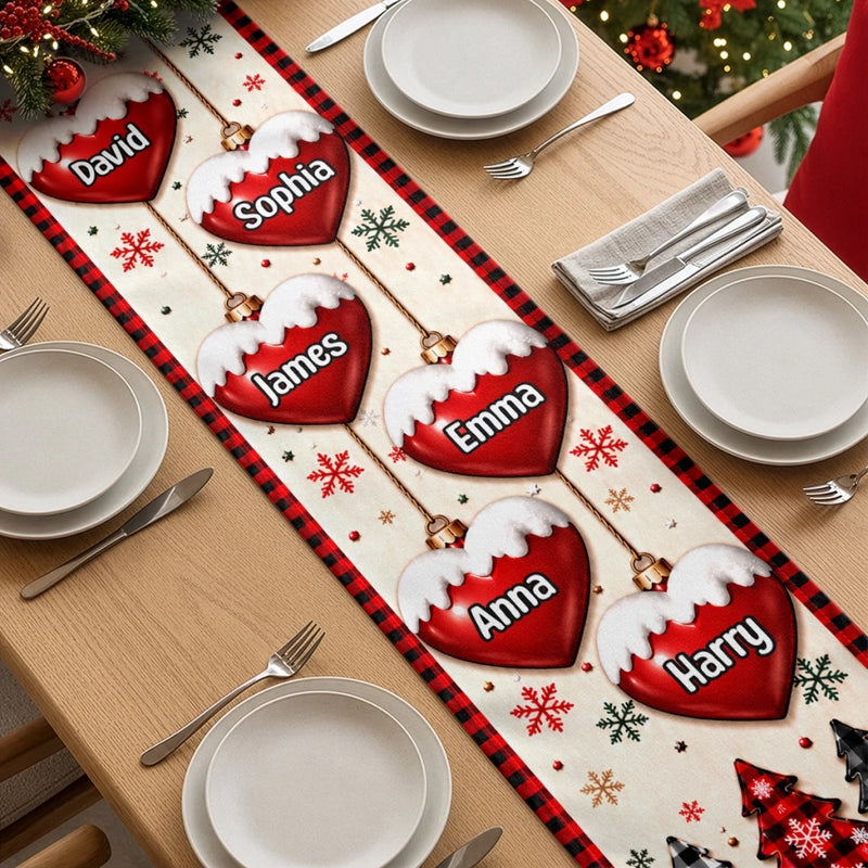 Custom Name Christmas Family Table Decor - Personalized Table Runner