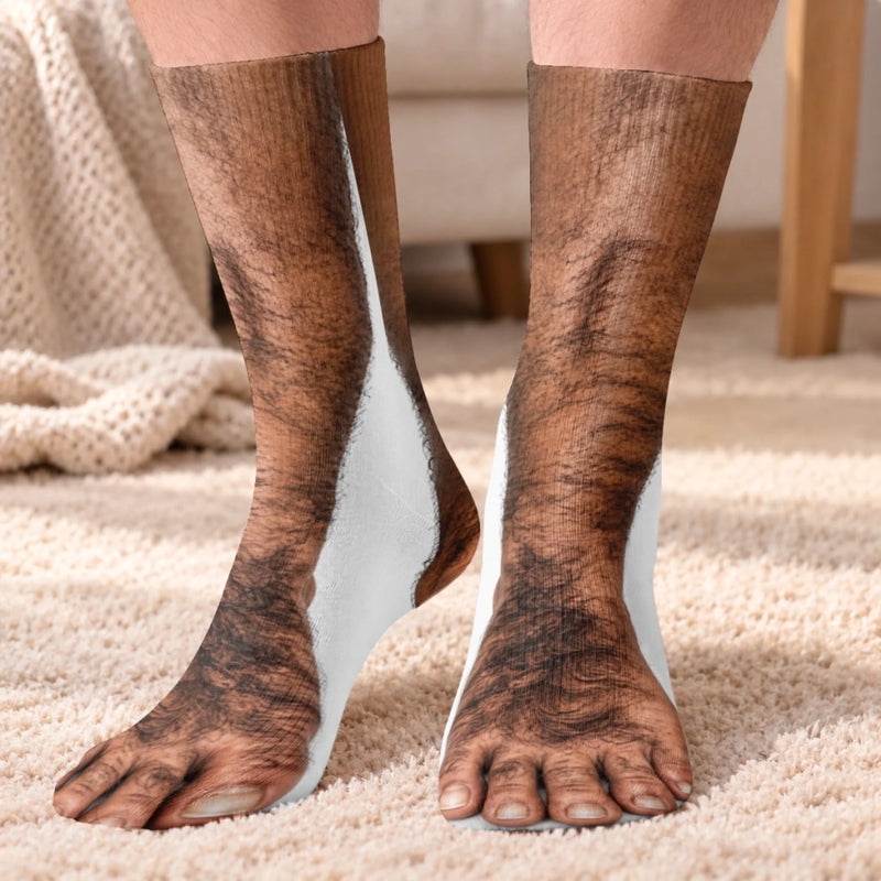 Custom Funny Realistic Bare Feet Prank Gifts for Men - Personalized Middle Tube Socks