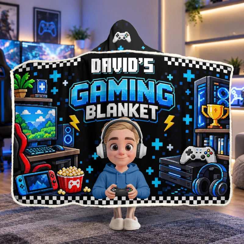 Custom Video Game Name Gifts for Kids - Personalized Wearable Blanket Hoodie