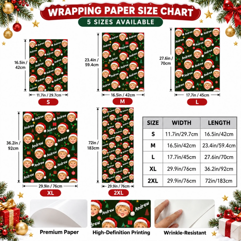 Custom Photo Christmas Gifts for Kids - Personalized Wrapping Paper