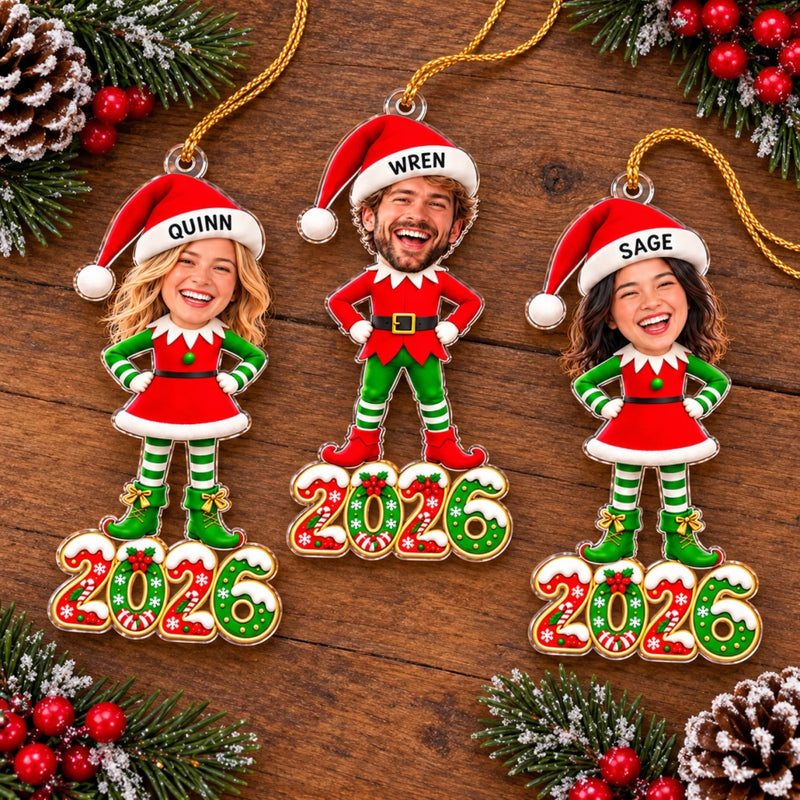 Custom Photo Christmas Elf Bestie Gifts - Personalized Acrylic Ornament