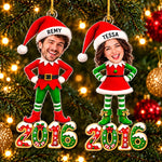 Custom Photo Christmas Elf Couple Gifts - Personalized Acrylic Ornament