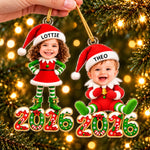 Custom Photo Christmas Elf Family Gifts - Personalized Acrylic Ornament