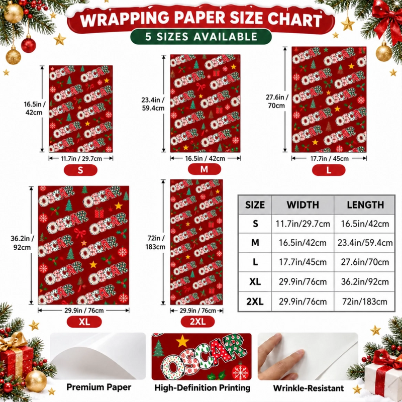 Custom Name Christmas Gift Wrap for Family - Personalized Wrapping Paper