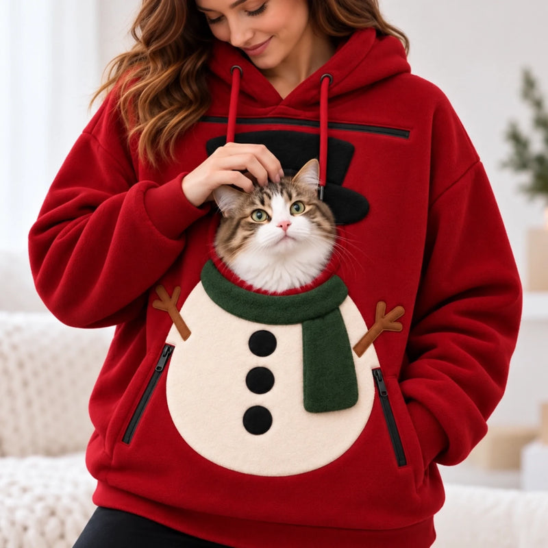 Christmas Pet Pouch Hoodie - Christmas Birthday Gifts For Dog Cat Lovers, Dog Dad And Mom, Cat Owners - Paws In My Pouch