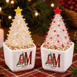 Custom Name Initial Christmas Tree Gifts For Family - Personalized Glass Everlasting Christmas