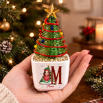 Custom Name Initial Christmas Tree Gifts For Family - Personalized Glass Everlasting Christmas