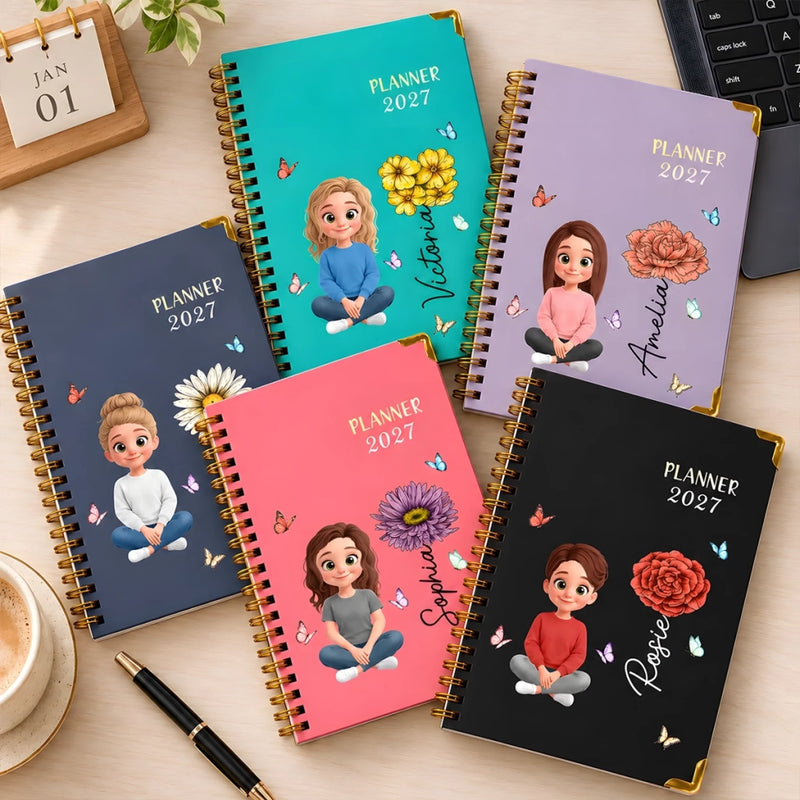 Custom Name Butterfly Girl Planner Gifts For Her- Personalized Journal