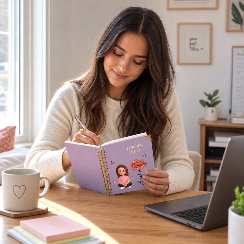Custom Name Butterfly Girl Planner Gifts For Her- Personalized Journal