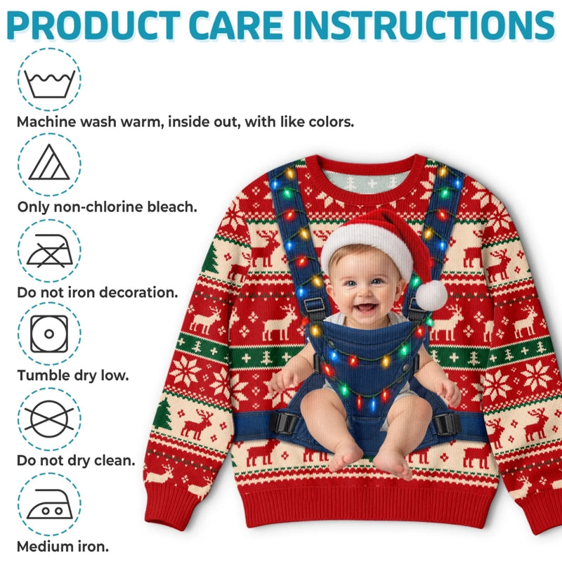 Custom Photo Christmas Gifts for New Dads - Personalized Ugly Sweatshirt