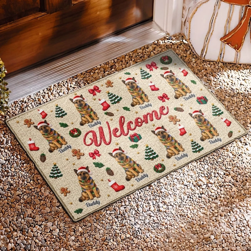 Custom Pet Photo Christmas Gifts For Dog Lovers - Personalized Decorative Mat