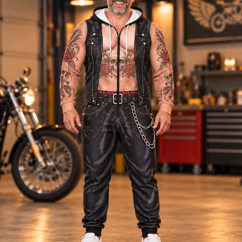 Custom Biker Skull Gifts For Men - Personalized Adult Onesie