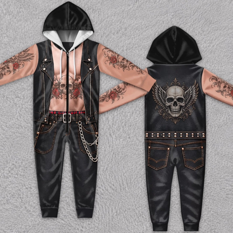 Custom Biker Skull Gifts For Men - Personalized Adult Onesie