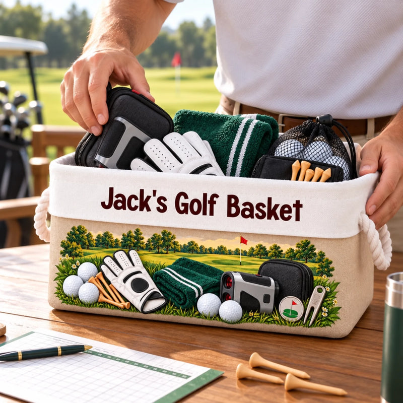 Custom Name Golf Gifts for Golfers - Personalized Storage Basket