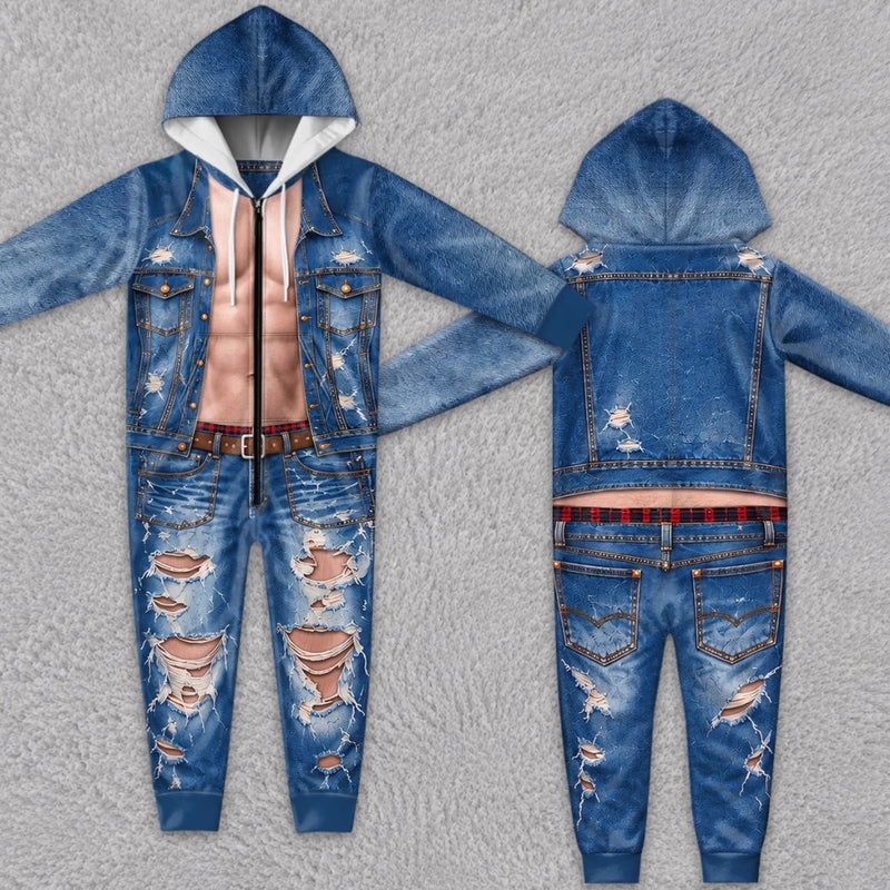 Custom Funny Denim Biker Gifts for Men - Personalized Adult Onesie