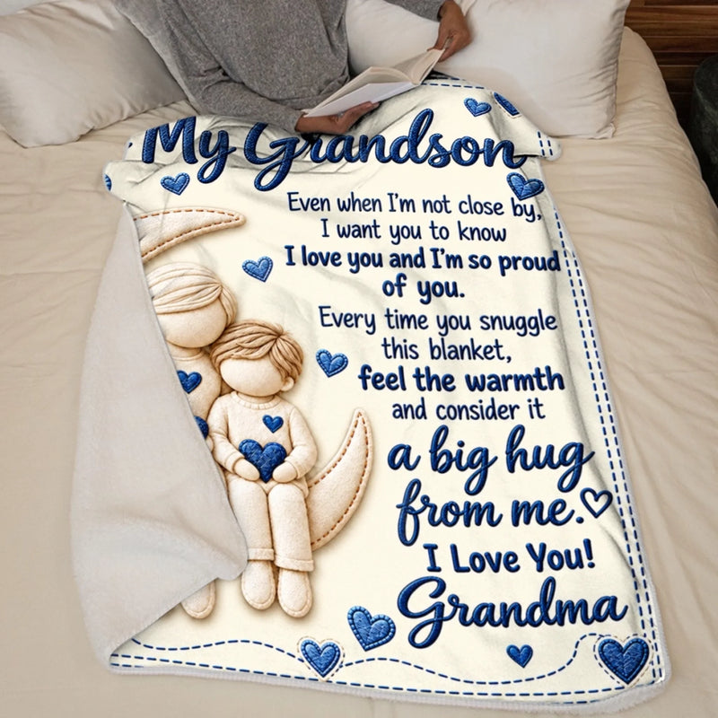 Custom Name Grandma Love Gifts for Grandson or Granddaughter - Personalized Blanket