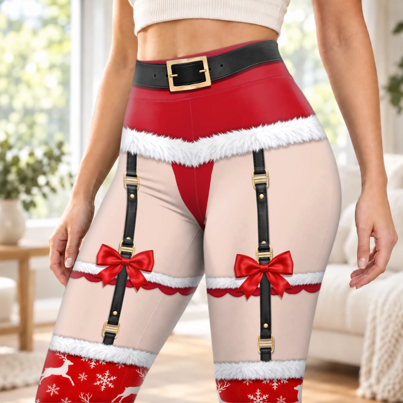 Custom Naughty Christmas Garter Leggings for Women - Personalized Leggings