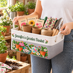 Custom Name Flower Gardening Gifts For Gardeners - Personalized Storage Basket