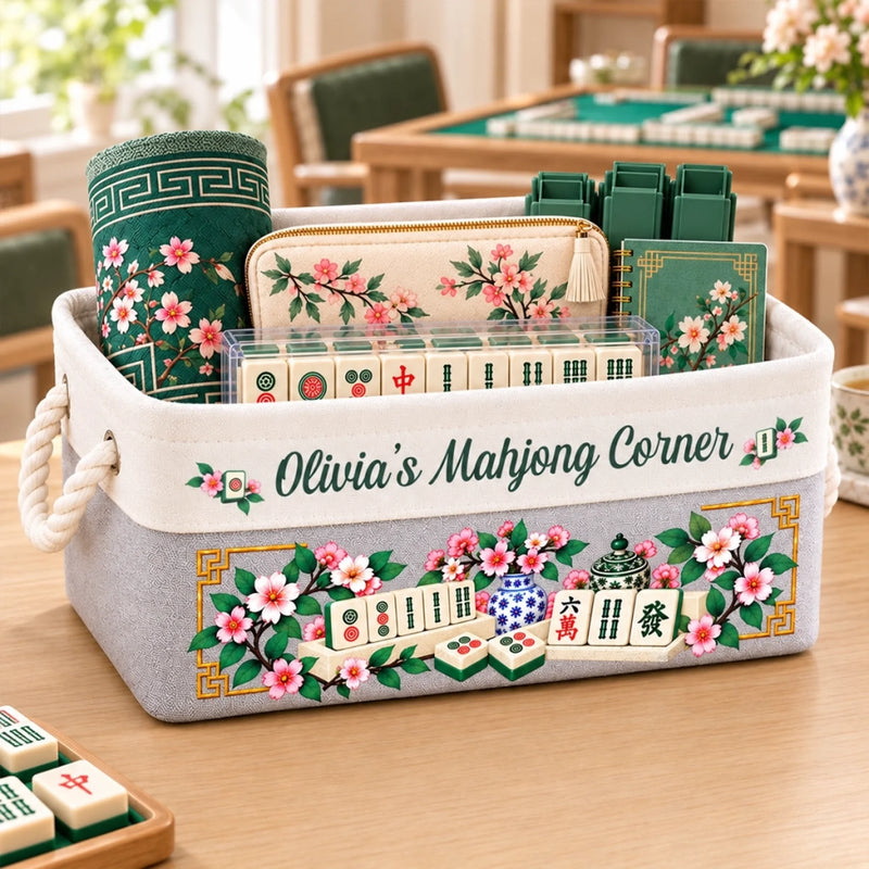 Custom Name Mahjong Game Storage - Personalized Storage Basket