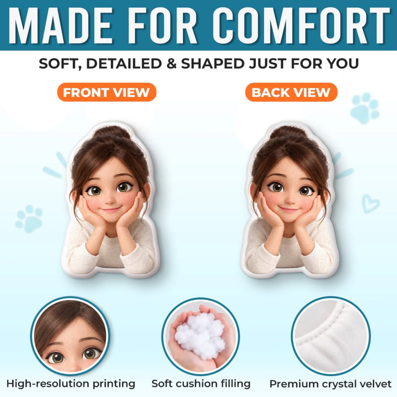 Custom Photo Family Character Gifts For Family, Kids - Personalized Shaped Pillow