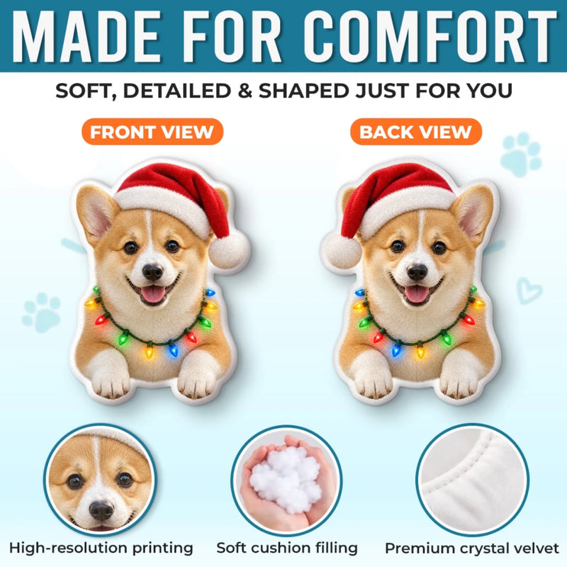 Custom Pet Photo Christmas Gifts For Dog And Cat Lovers - Personalized Shaped Pillow