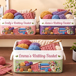 Custom Name Knitting Gifts For Knitters, Crocheters, Women - Personalized Storage Basket