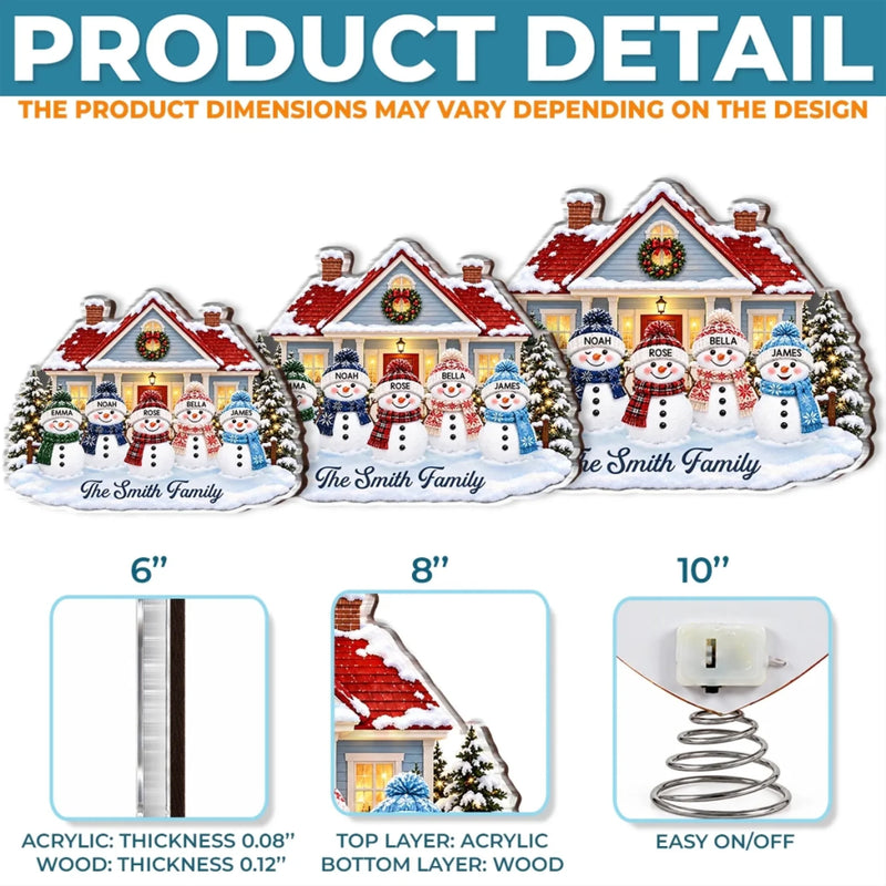 Custom Name Snowman Christmas Gifts For Families - Personalized LED Tree Topper