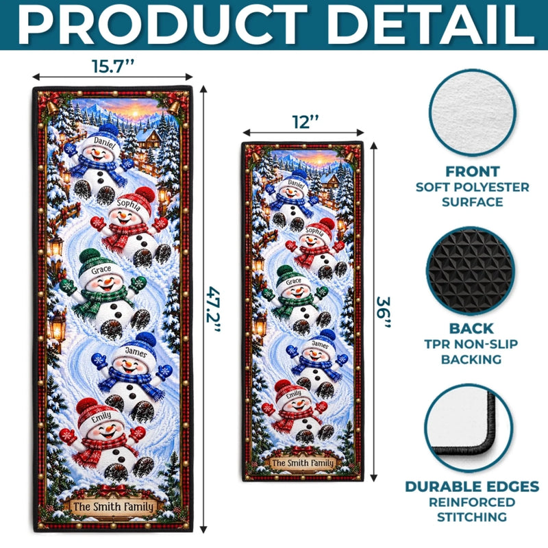 Custom Name Christmas Snowman Family Decor - Personalized Runner Rug