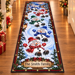 Custom Name Christmas Snowman Family Decor - Personalized Runner Rug