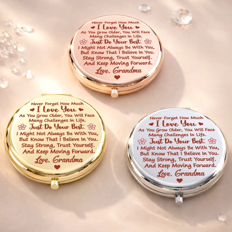 Custom Name Butterfly Granddaughter Gifts - Personalized Compact Mirror