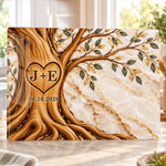 Custom Initials Heart Tree Anniversary Gifts For Couples - Personalized Glass Cutting Board