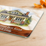 Custom Photo House Portrait Housewarming Gifts For Families - Personalized Glass Cutting Board