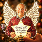 Custom Photo Memorial Angel Christmas Decor - Personalized LED Tree Topper