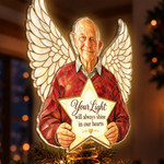 Custom Photo Memorial Angel Christmas Decor - Personalized LED Tree Topper
