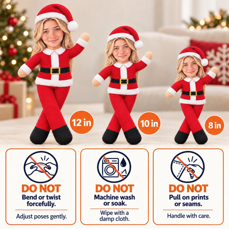Custom Photo Christmas Gifts For Sisters And Besties - Personalized Poseable Plush Doll