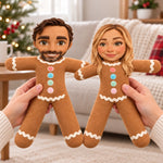 Custom Photo Gingerbread Character Christmas Gifts Besties, Sisters, Coworkers - Personalized Poseable Plush Doll