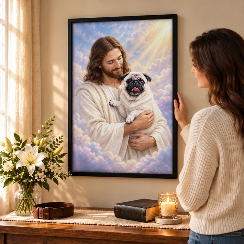 Custom Pet Photo Heavenly Dog Memorial Decor - Personalized Poster