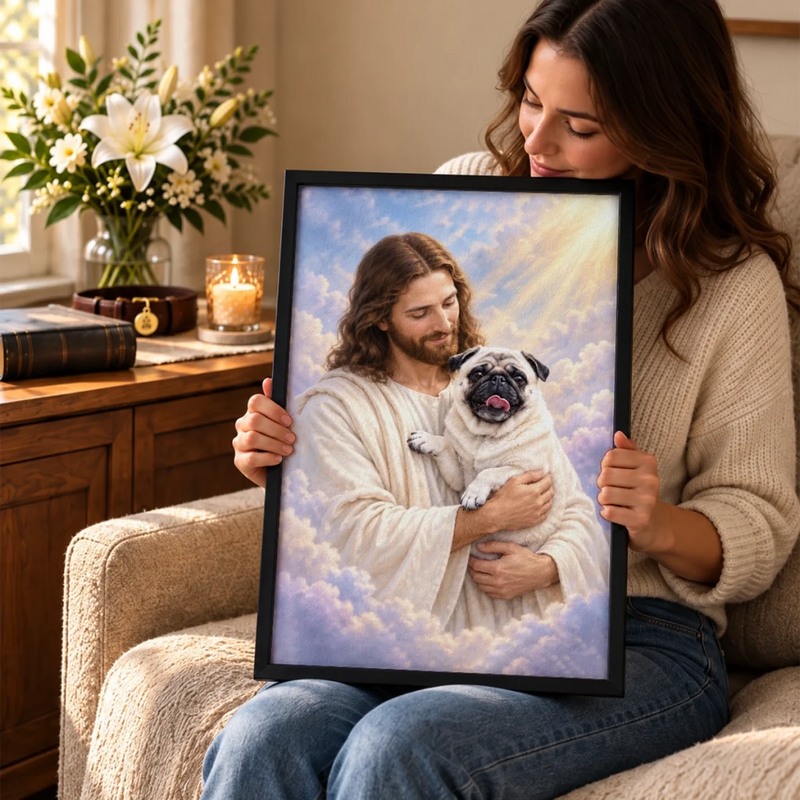 Custom Pet Photo Heavenly Dog Memorial Decor - Personalized Poster