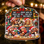 Custom Name Office Monkey Christmas Gifts for Coworkers and Work Besties - Personalized Acrylic Ornament