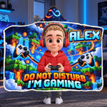 Custom Name Gamer Gifts for Kids - Personalized Wearable Blanket Hoodie