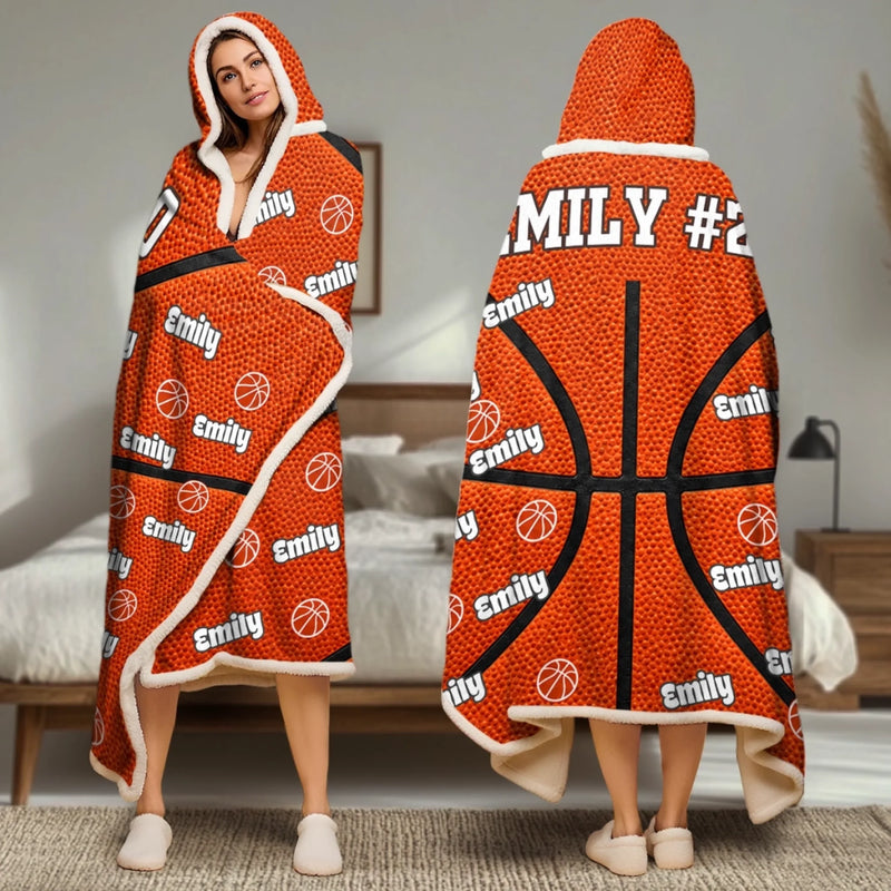 Custom Name And Number Sports Gifts For Kids - Personalized Wearable Blanket Hoodie