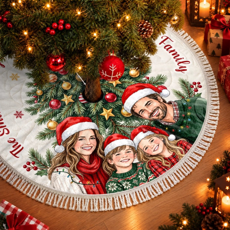 Custom Photo Christmas Keepsake Gifts For Families - Personalized Tree Skirt