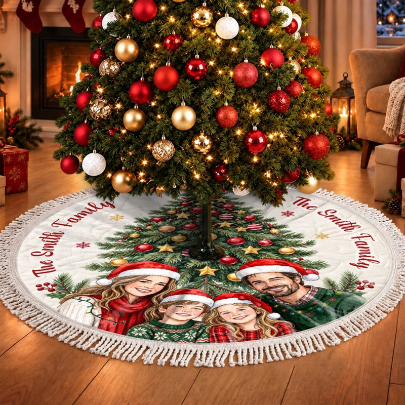 Custom Photo Christmas Keepsake Gifts For Families - Personalized Tree Skirt