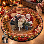Custom Photo Santa Family Christmas Decor - Personalized Quilted Round Mat