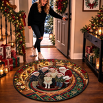 Custom Photo Santa Family Keepsake Decor - Personalized Quilted Round Mat