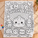 Custom Name Cute Squishy Club Gifts for Kids - Personalized Doodle Blanket