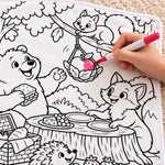 Custom Cute Animal Coloring Backyard Gifts for Kids - Personalized Doodle Blanket